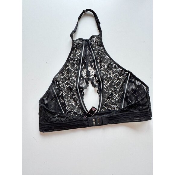 VICTORIA'S SECRET Very Sexy Black Lace Keyhole Halter Bralette Bra, Size M - Picture 7 of 13